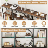 3-Tier Console Table with Faux Marble Top and Storage Shelves for Hallway Living Room