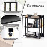 3-Tier Corner Bookshelf with Adjustable Shelves and Anti-Toppling Device for Study-Black