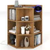 3-Tier Corner Cabinet with Charging Station for Bedroom