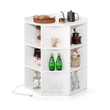 3-Tier Corner Cabinet with Charging Station for Bedroom