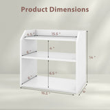 3-Tier Desktop Bookshelf Wooden Countertop Bookcase with Raised Top Guardrails-White