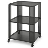 3-Tier End Table with Wheels Rolling Side Table with Open Storage Shelves-Set of 2