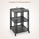 3-Tier End Table with Wheels Rolling Side Table with Open Storage Shelves-Set of 2