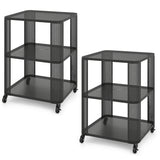 3-Tier End Table with Wheels Rolling Side Table with Open Storage Shelves-Set of 2