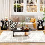 3-Tier End Tables with Charging Station Set of 2 with Open Storage Shelves