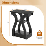 3-Tier End Tables with Charging Station Set of 2 with Open Storage Shelves