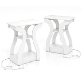 3-Tier End Tables with Charging Station Set of 2 with Open Storage Shelves