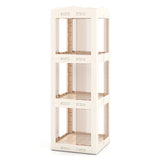 3-Tier Foldable Rotating Bookshelf with Swivel Base and Translucent Panels-White