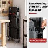 3-Tier Folding Utility Cart with Swivel Wheels and Brakes-Black