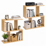 3-Tier Geometric Bookshelf Freestanding Display Shelf Side Table Set of 2