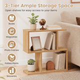 3-Tier Geometric Bookshelf Freestanding Display Shelf Side Table Set of 2