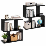 3-Tier Geometric Bookshelf Freestanding Display Shelf Side Table Set of 2