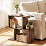 3-Tier Geometric Bookshelf Freestanding Display Shelf Side Table Set of 2