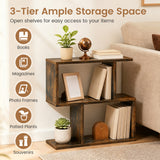 3-Tier Geometric Bookshelf Freestanding Display Shelf Side Table Set of 2