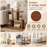 3-Tier Geometric Bookshelf Freestanding Display Shelf Side Table Set of 2