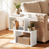 3-Tier Geometric Bookshelf Freestanding Display Shelf Side Table Set of 2