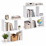 3-Tier Geometric Bookshelf Freestanding Display Shelf Side Table Set of 2