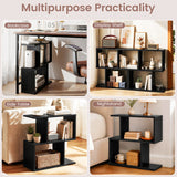 3-Tier Geometric Bookshelf Freestanding Display Shelf Side Table Set of 2