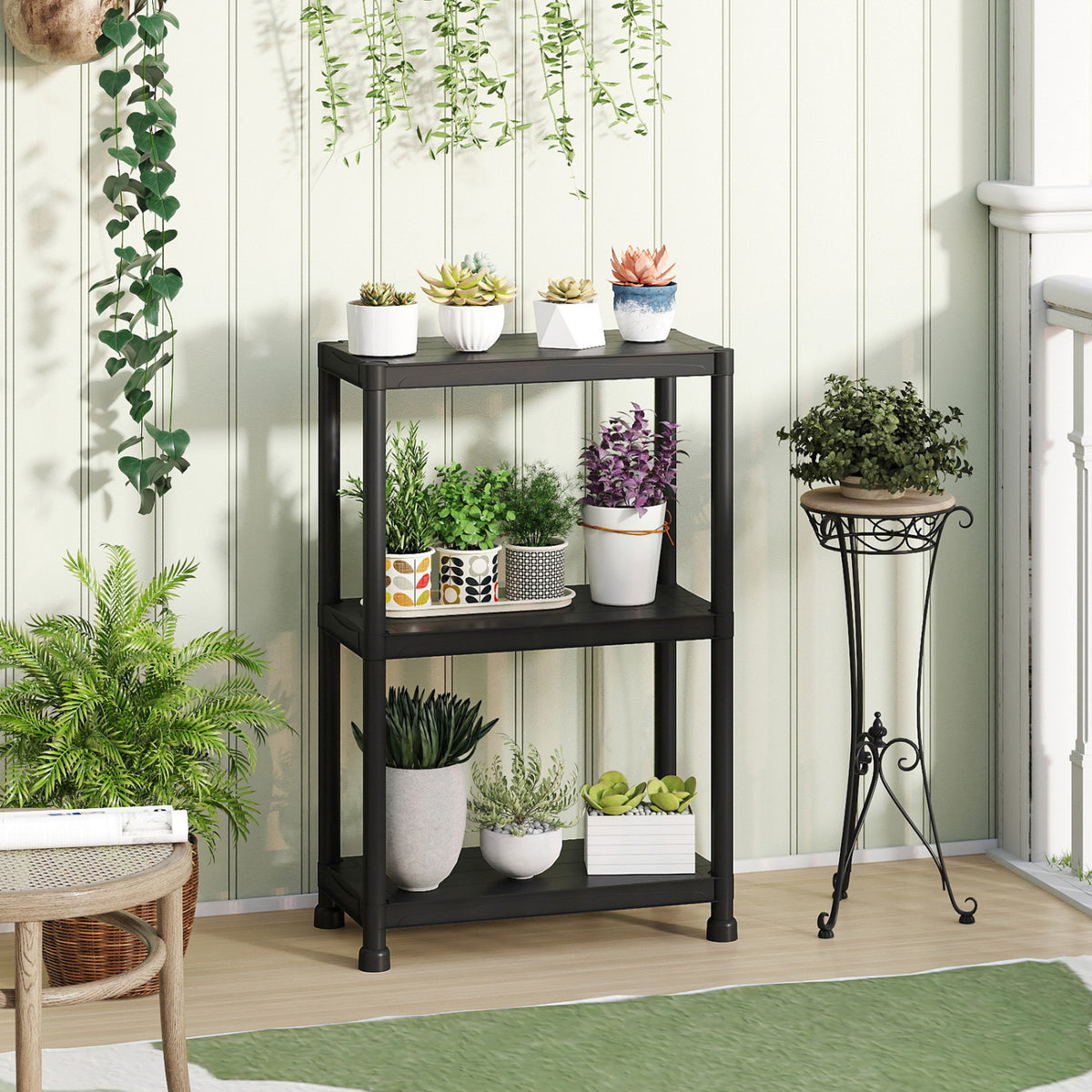 4-Tier/5-Tier/3-Tier Heavy-Duty Plastic Storage Shelves Freestanding Garage Shelving Unit