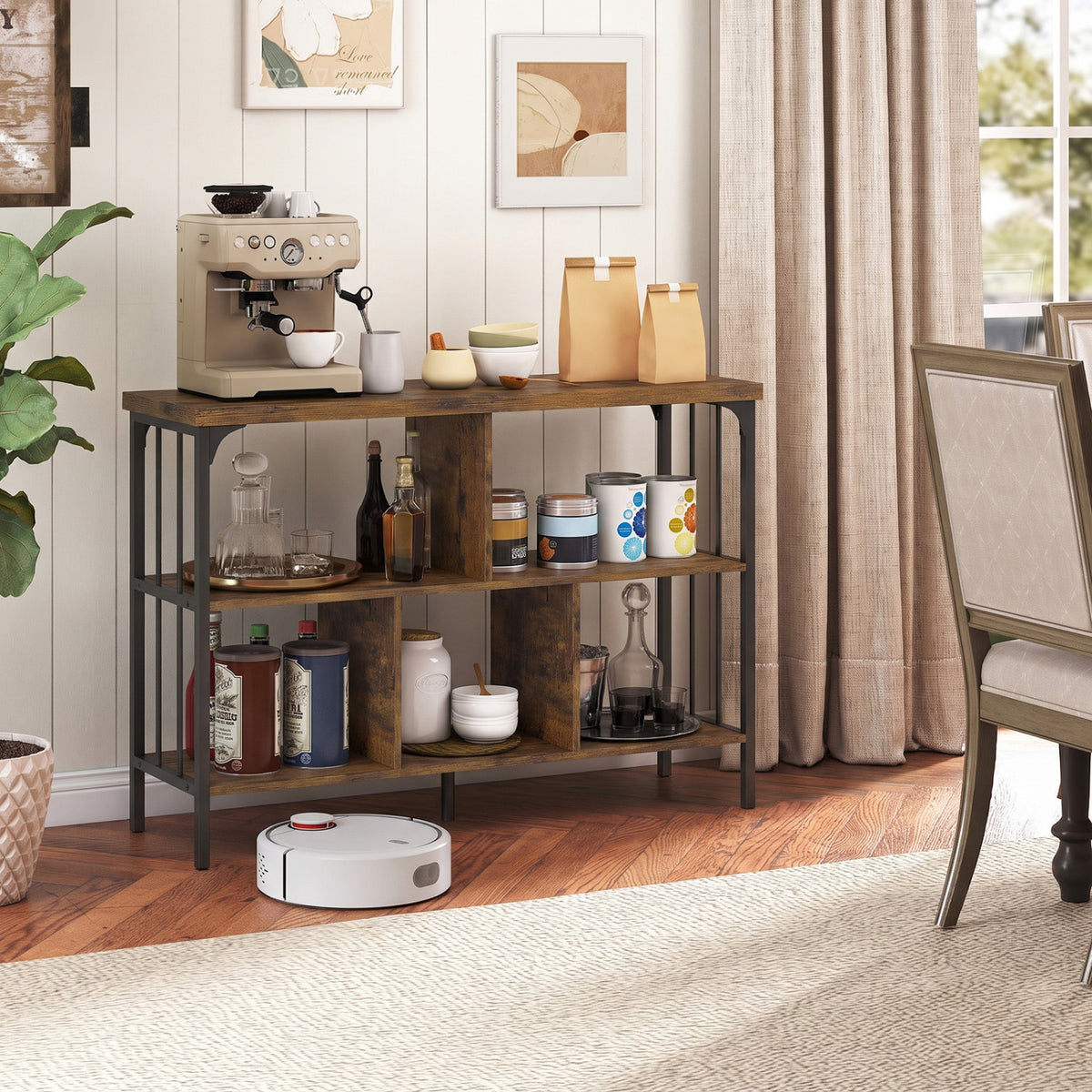 3-Tier Horizontal Cubby Bookshelf with Open Shelves