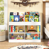 3-Tier Kid's Bookshelf Toy Storage Organizer with Display Rack and 4 Compartments-White
