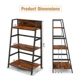 3-Tier Ladder Industrial Bookshelf with Metal Frame