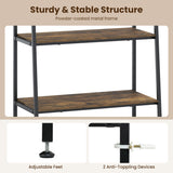 3-Tier Ladder Shelf and Corner Shelf Set with Metal Frame-Rusticbrown
