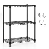 3-Tier Metal Storage Shelving Unit Set of 2 with V-Shaped Wire Rack-Black