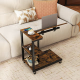 3-Tier Mobile Couch Side Table with Tiltable Tabletop-2/Tabletop-1 Piece