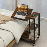 3-Tier Mobile Couch Side Table with Tiltable Tabletop-2/Tabletop-1 Piece