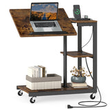 3-Tier Mobile Couch Side Table with Tiltable Tabletop-2/Tabletop-1 Piece