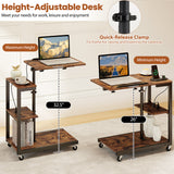 3-Tier Mobile Couch Side Table with Tiltable Tabletop-2/Tabletop-1 Piece