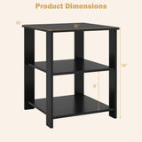 3-Tier Modern Nightstand Square Side Table with Open Storage Shelves