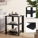 3-Tier Modern Nightstand Square Side Table with Open Storage Shelves