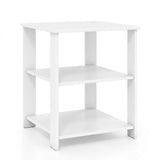 3-Tier Modern Nightstand Square Side Table with Open Storage Shelves