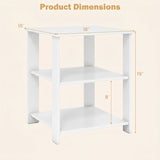 3-Tier Modern Nightstand Square Side Table with Open Storage Shelves