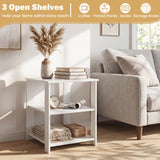 3-Tier Modern Nightstand Square Side Table with Open Storage Shelves