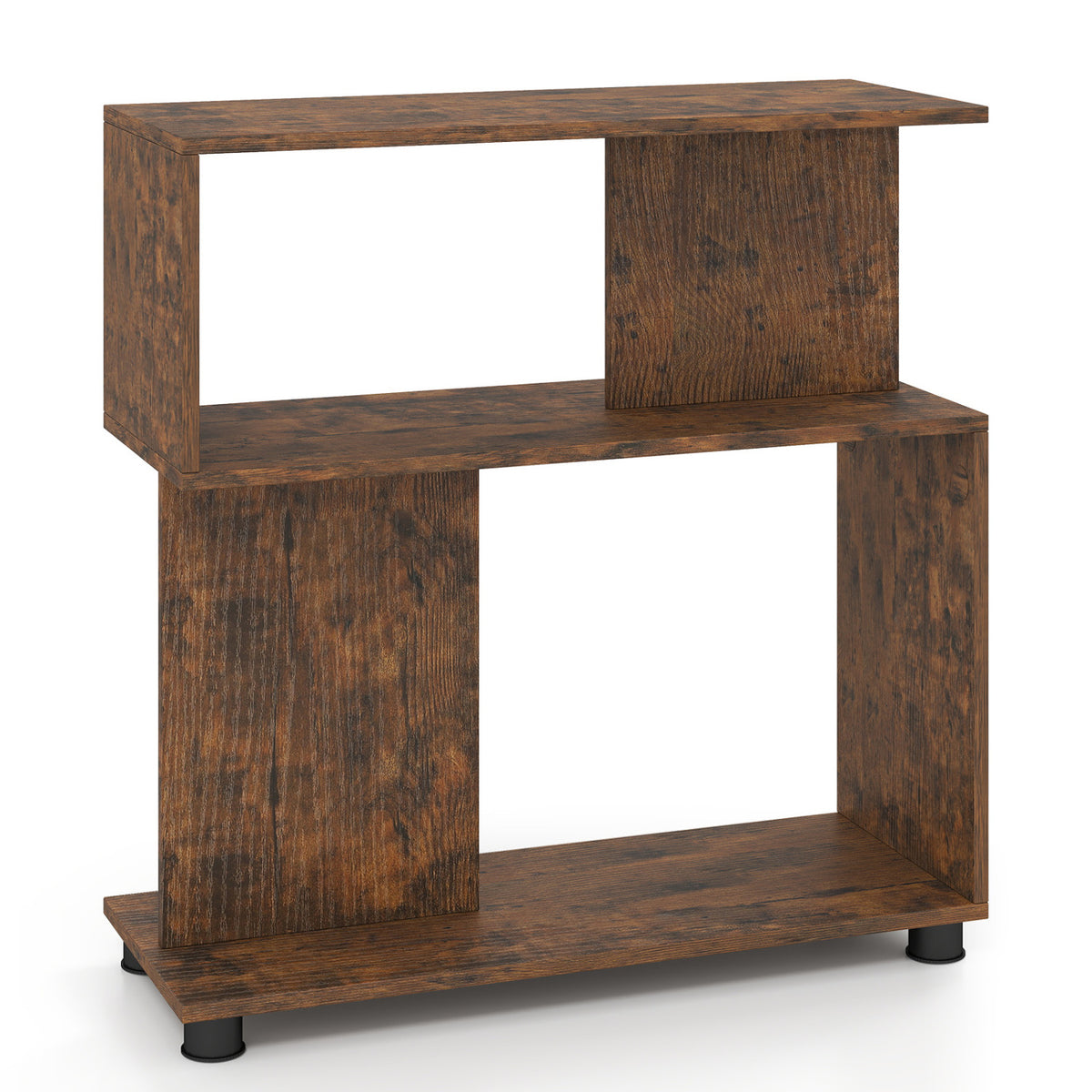 3-Tier Modern S-shaped Bookshelf with Adjustable Feet