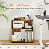 3-Tier Modern S-shaped Bookshelf with Adjustable Feet