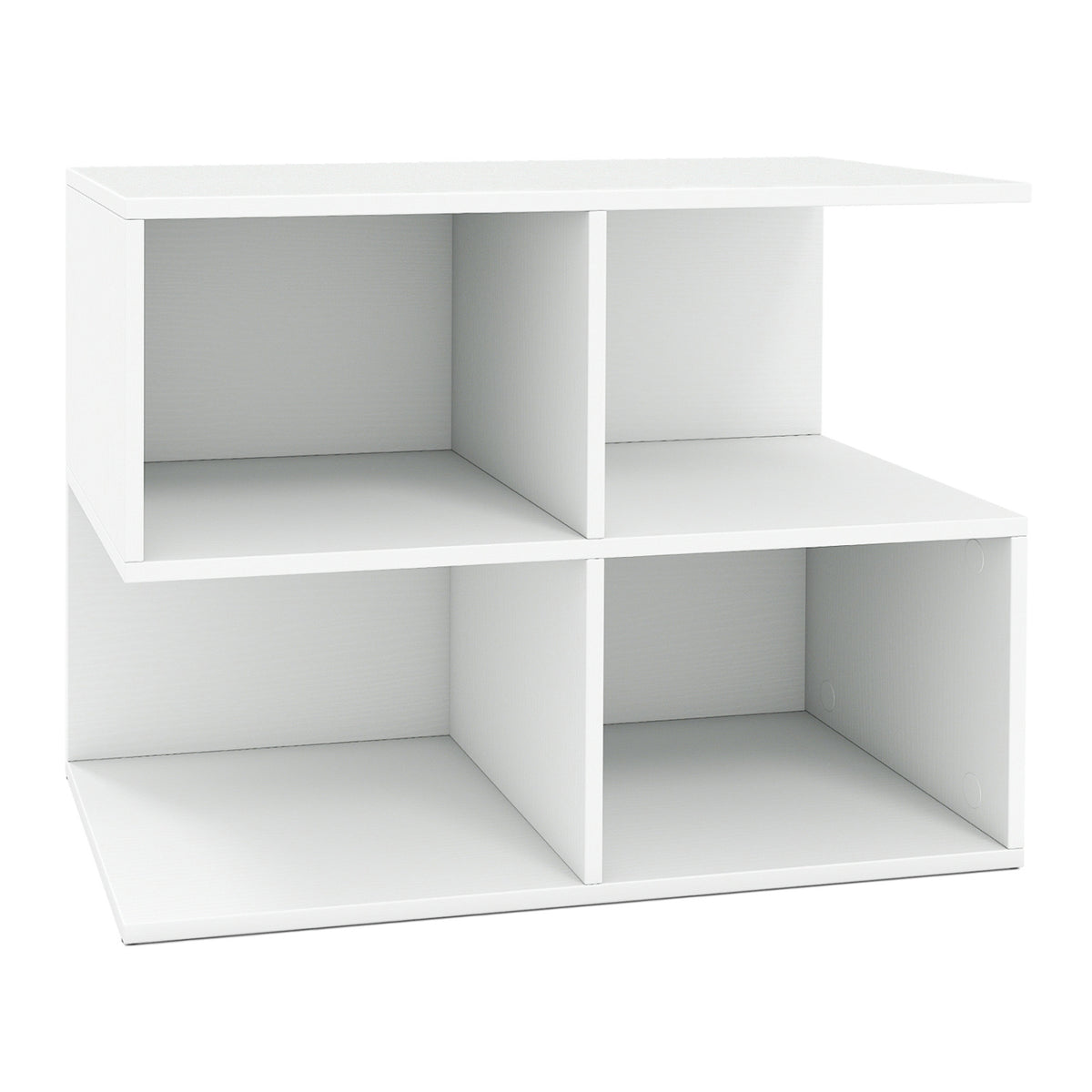3-Tier Modern S-shaped  End Table  with 4 Storage Cubes-White