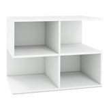 3-Tier Modern S-shaped  End Table  with 4 Storage Cubes-White
