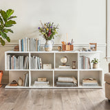 3-Tier Modern S-shaped  End Table  with 4 Storage Cubes-White