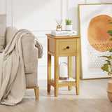 3-Tier Nightstand with Drawer and Open Storage Shelf