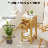 3-Tier Nightstand with Drawer and Open Storage Shelf