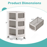 4-Tier/5-Tier/3-Tier Plastic Drawer Storage Organizer Rolling Cart with 3/4/5 Drawers and Lockable Wheels