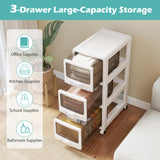 4-Tier/5-Tier/3-Tier Plastic Drawer Storage Organizer Rolling Cart with 3/4/5 Drawers and Lockable Wheels
