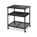 3 Tier Printer Stand Rolling Fax Cart with Adjustable Shelf and Swivel Wheels