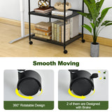 3 Tier Printer Stand Rolling Fax Cart with Adjustable Shelf and Swivel Wheels