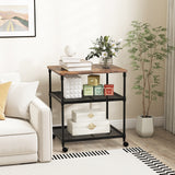 3 Tier Printer Stand Rolling Fax Cart with Adjustable Shelf and Swivel Wheels