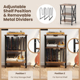 3-Tier Record Player Stand with Charging Station and Adjustable Shelf-Coffee